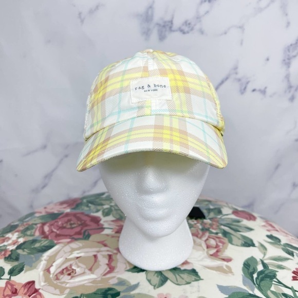 Rag & Bone | Addison Plaid Yellow Baseball Cap - Picture 10 of 12